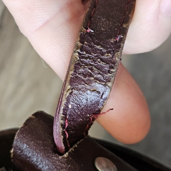 Vintage 80s Oxblood Leather Saddle Bag Purse W Wallet‎ Half Moon Brazil Boho - Picture 11 of 16